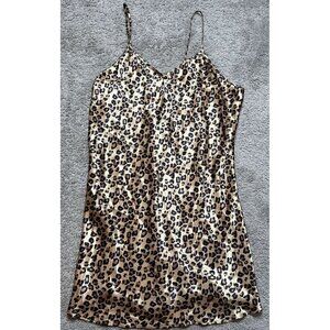 VTG Intimate Moods Cheetah Print Slip Nightgown Lingerie Dress Size L